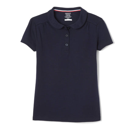 Polo à col Claudine et manches courtes French Toast pour filles, Bleu marine, 4-5
