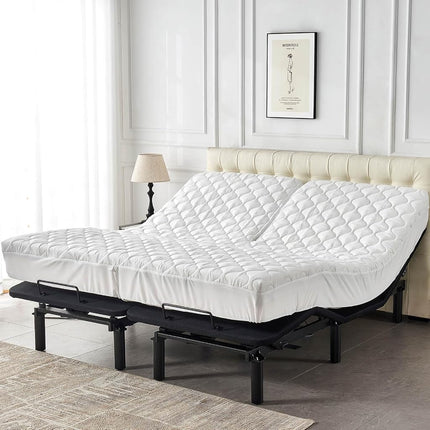 Kingnex Waterproof Split Top King Mattress Protector Pad for Adjustable Bed