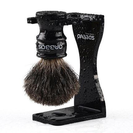 Anbbas Black Badger Hair Shaving Brush Resin Handle and Acrylic Thicken Shaving Stand,Stainless Steel Shaving Bowl and Goat Milk Soap 4in1 Gift Set for Men Wet Shave