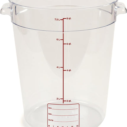 Carlisle FoodService Products Storplus Round Food Container Storage Container with Stackable Design for Storage, 8 Quart, Clear, (Pack of 12)