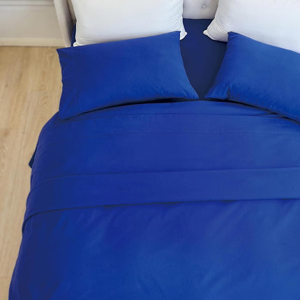 Elegant Comfort Soft 4-Piece 100% Turkish Cotton Flannel Sheet Set - Premium Quality, Deep Pocket Fitted Sheet, Ultra Soft, Cozy Warm and Anti-Pill Flannel Sheets - Cali King, Royal Blue