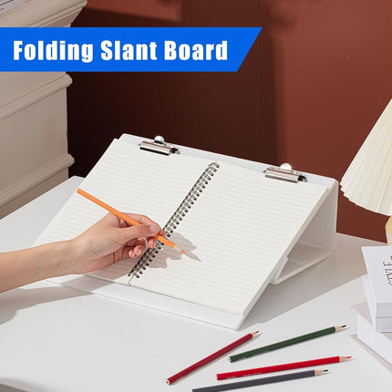 Nuanchu 1 Pcs Folding Slant Board for Writing 14 x 12 Inch Large Slanted Clipboard Adjustable Tilted Writing Board Sloped Surface to Improve Handwriting Legibility Endurance for Office Reading