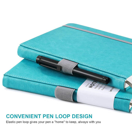 Thick Classic Notebook with Pen Loop - Lemome A5 Wide Ruled Hardcover Writing Notebook with Pocket + Page Dividers Gifts, Banded, Large, 180 Pages, 8.4 x 5.7 in