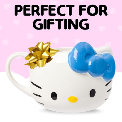 Silver Buffalo Sanrio Hello Kitty Blue Bow, 3D Sculpted Mug, 20oz