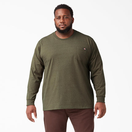 Dickies Homme Grande Taille Manches Longues Col Ras du Cou Lourd, Kaki, 34W x 34L