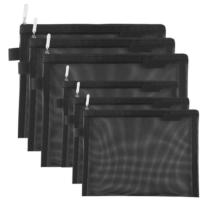 Bolsas de Maquillaje de Malla Topfinder, Estuches Cosméticos con Cremallera, Estuches para Lápices con Cremallera, Kit de Aseo Portátil para Viajes, Estuche Organizador de Oficina, Papelería ((6A+5A)*3 Negro)