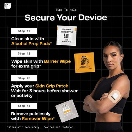 Skin Grip CGM Sensor Patches Compatible with Medtronic Guardian (20-Pack), Waterproof & Sweatproof for 10-14 Days, Pre-Cut Adhesive Tape, Continuous Glucose Monitor Patch, Basics Pack