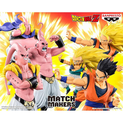BANPRESTO Gotenks Super Saiyan 3, Vs Majin Buu, Dragon Ball Z, Match Makers, 11 cm, BP28822P Multicolor, Collectible Figure, Optimal for Anime Fans