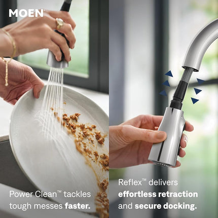 Moen Essie Single-Handle Pull-Down Sprayer Kitchen Faucet with Reflex and Powerclean in Chrome