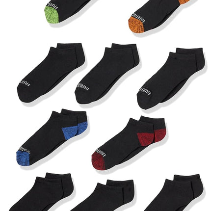 Calcetines tobilleros Fruit of the Loom de 10 pares con media amortiguación para niño, negro surtido, talla de zapato: 3–9 (Grande)