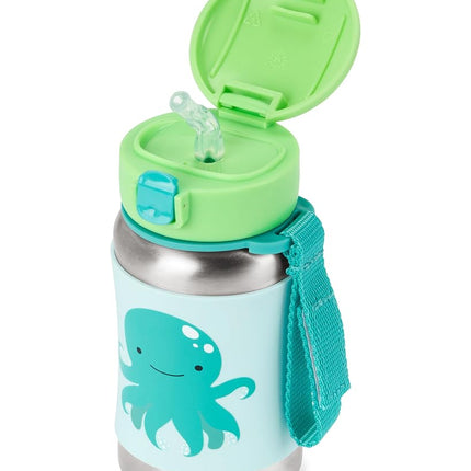 Skip Hop Toddler Sippy Cup with Straw, Zoo Stainless Steel Straw Bottle, Octopus