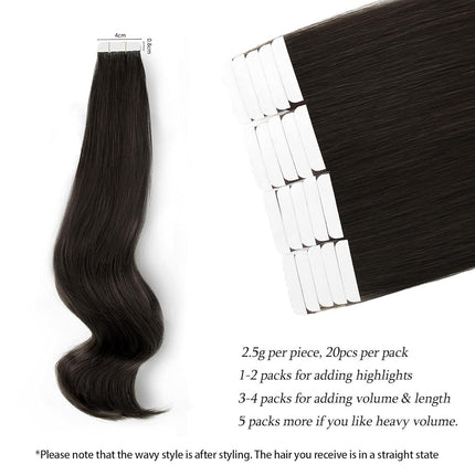 ABH AMAZINGBEAUTY HAIR Tape In Hair Extensions 22 Inch Natural Black #1B