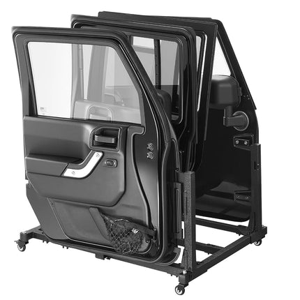 VEVOR Jeep Door Storage Cart, 4 Doors Moveable Storage Cart Rack with Thickened Rubber Cushion, Sturdy Car Door Holder Cart Fit for Jeep Wrangler JK JKU JL Gladiator