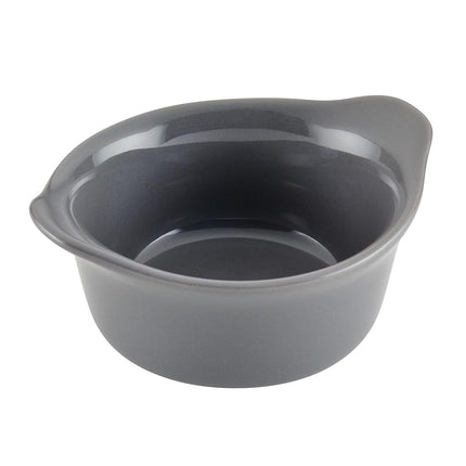 Rachael Ray Solid Glaze Ceramics Round Ramekins/Dipping Cup Set, 4 Piece, Gray