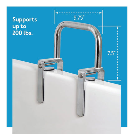 Carex Bathtub Rail with Chrome Finish - Bathtub Grab Bar Safety Bar For Seniors and Handicap - For Assistance Getting In and Out of Tub, Easy to Install on Most Tubs
