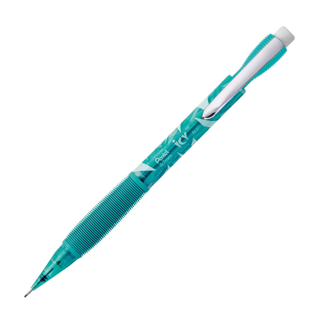 Pentel Icy Mechanical Pencil, 0.7mm, Tinted Teal Blue Barrel, Box of 12 (AL27TS)