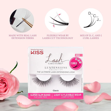 KISS Lash Couture Luxtension, False Eyelashes, 'Volume Full Set', 14 mm, Includes 4 Pairs Of Lashes, Contact Lens Friendly, Easy to Apply, Reusable Strip Lashes