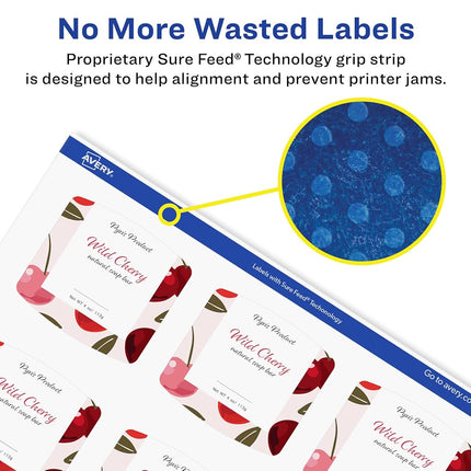 Avery Durable Waterproof Arched Square Labels with Sure Feed, 2" x 2-3/16", 1,200 Oil and Tear-Resistant Waterproof Labels, Print-to-The-Edge, Laser/Pigment-Based Inkjet Printable Labels