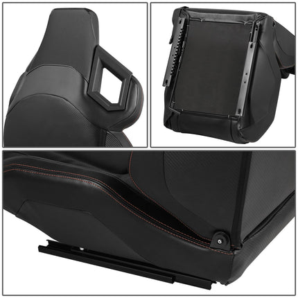 DNA MOTORING Pair of Universal Reclinable Racing Seats with Sliders,20.5" W X 23" D X 37" H, Orange, RS-JBR-007-OG