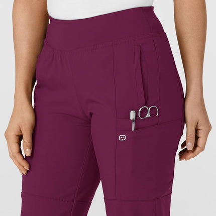 WonderWink Women's Comfort Waist Cargo Jogger Pant, Wine, Large