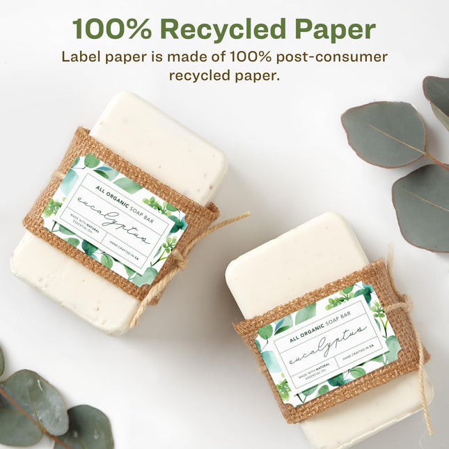 Etiquetas rectangulares festoneadas Avery EcoFriendly de papel reciclado, blanco mate, 5 x 7,6 cm, con impresión hasta el borde, etiquetas blancas mate, adhesivo permanente, para impresora láser/de inyección de tinta, 400 etiquetas imprimibles