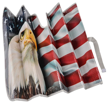 BDK USA Eagle Flag Auto Sun Shade for Car SUV Truck - Stars & Stripes - Bubble Foil Jumbo Folding Accordion for Windshield (AS-764)