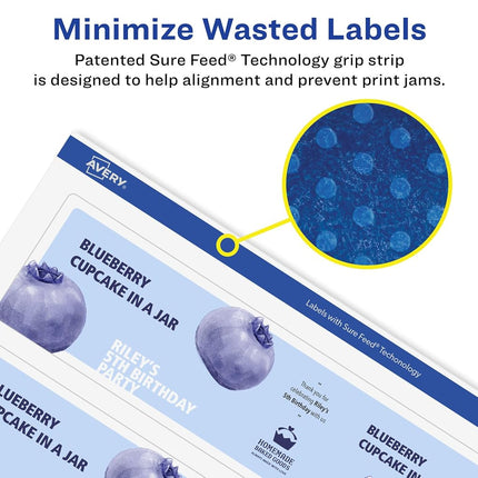 Avery Matte White Removable Rectangle Labels with Sure Feed Technology, Print-to-The-Edge, 2.25" x 7.75", 400 Removable Labels, Laser/Inkjet Printable Labels