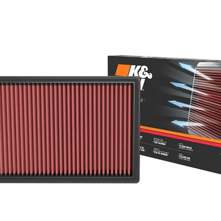 K&N Engine Air Filter: High Performance, Premium, Washable, Replacement Compatible with 2021-2022 Mercedez Benz C180/C200/C300, 33-3173, Red