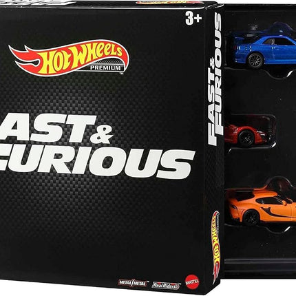 Hot Wheels FAST AND FURIOUS Die Cast PREMIUM COLLECTION BOX Set 5 Car Model - Toyota Supra Chevelle SS Lykan Hypersport Jeep Grand Cherokee Nissan Skyline - Scale 1:64 - length 6cm - HJC15