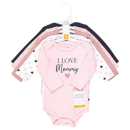 Hudson Baby unisexo-bebé Bodys de algodón de manga larga, para niña Mommy rosa marino, 0-3 meses