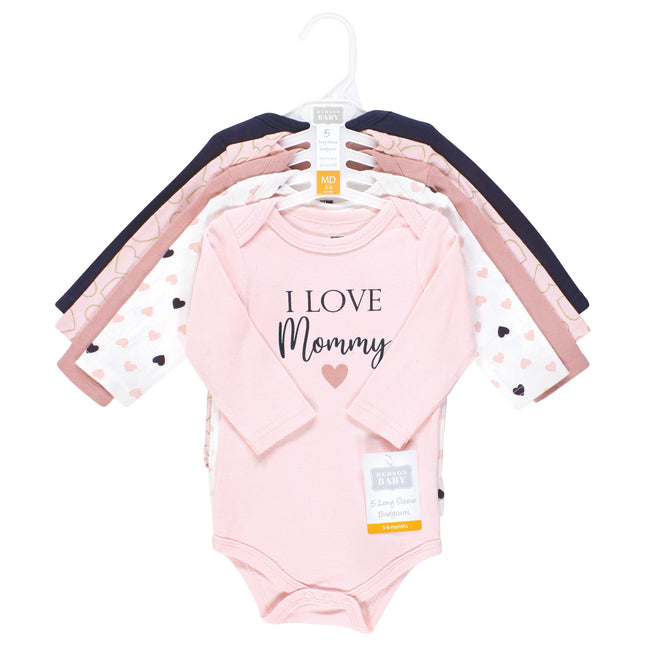 Hudson Baby unisexo-bebé Bodys de algodón de manga larga, para niña Mommy rosa marino, 0-3 meses