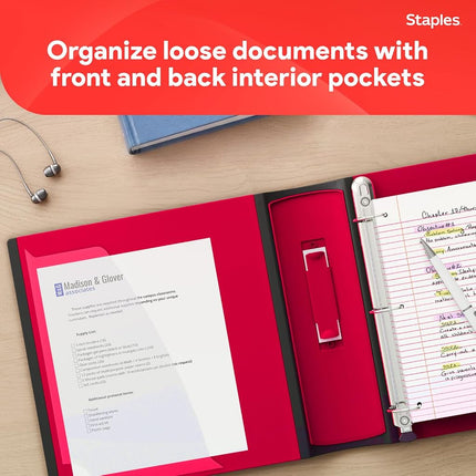 Staples 2 Inch Better View Binder with D-Rings (Red) by Staples