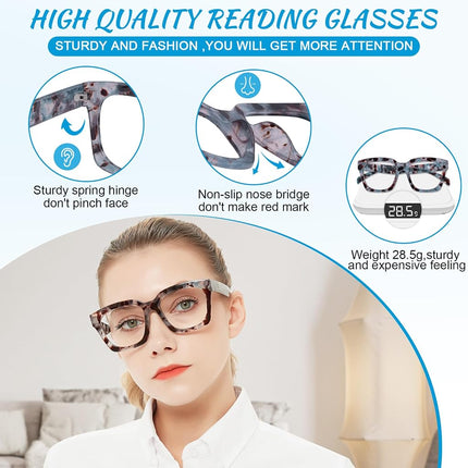 OCCI CHIARI Reading Glasses for Women +3.0 Large Reaers for Women (+1.0 +1.25 +1.5 +1.75 +2.0 +2.25 +2.5 +2.75 +3.0)