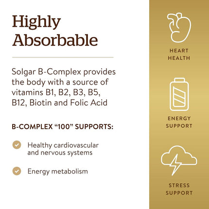Solgar - B Complex 50-100 Vegetarian Capsules