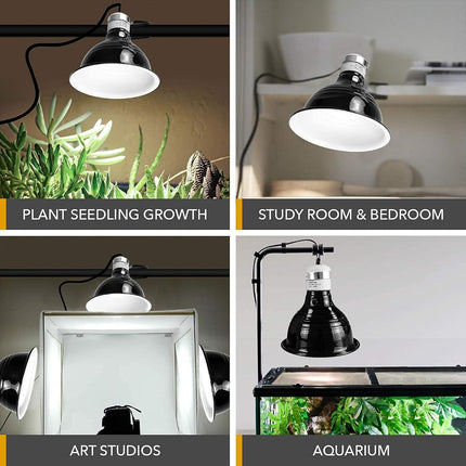 Simple Deluxe 50W Reptile Ceramic Heat Bulb No Light Emitting with 5.5 Inch 60W Dome Light Clamp Lamp Fixture and Digital Thermostat Controller, for Incubating Chicken & Amphibian Pet