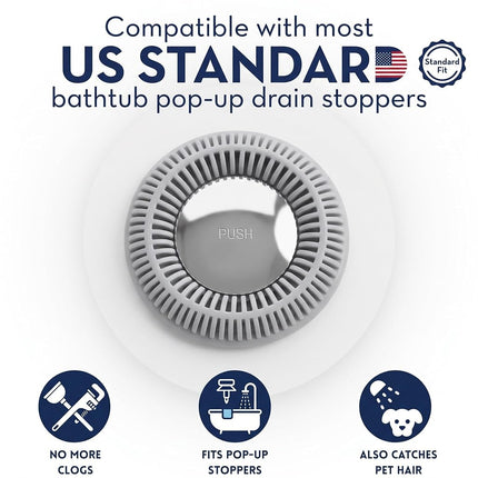 TUBRING The Ultimate Tub Drain Protector Hair Catcher/Strainer/Snare - Gray
