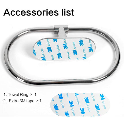 HouseAid Self Adhesive Towel Ring for Bathroom, Stainless Steel Adhesive Hand Towel Holder, No Drilling Modern Hand Towel Hanger, Polished Chrome
