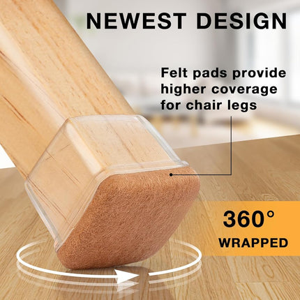 Jeaoouu 16-Pcs Extra Large Square Silicone Chair Leg Floor Protectors