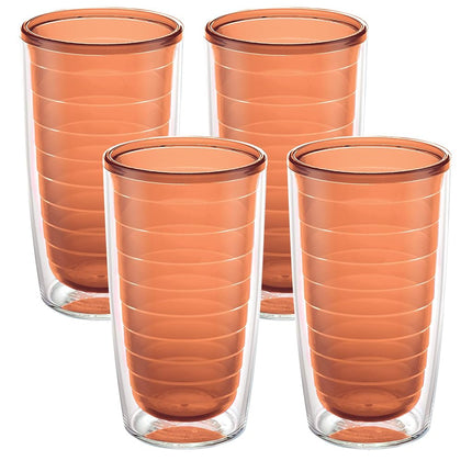 Tervis Clear & Colorful Tabletop Made in USA Double Walled Insulated Tumbler Travel Cup Keeps Drinks Cold & Hot, 16oz - 4pk, Assorted