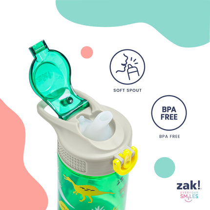 Zak Designs Disney Mickey Mouse Sage Kids Water Bottle For School or Travel, 16oz Durable Plastic Water Bottle With Straw, Handle, and Leak-Proof, Pop-Up Spout Cover (Clubhouse Crew)