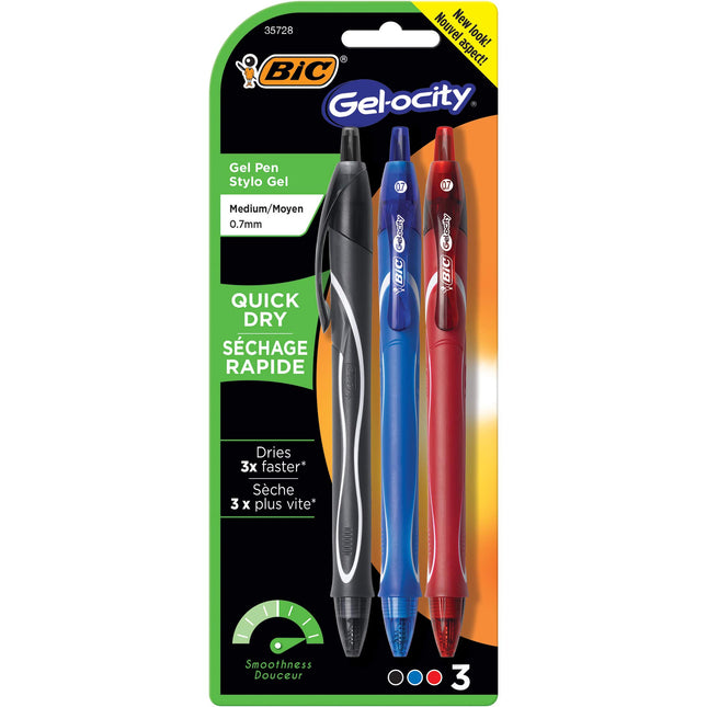 BIC Gel-ocity Quick Dry Retractable Gel Pen, Mediu