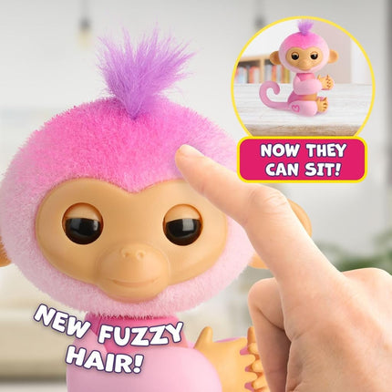 Fingerlings 2023 NUEVO mono bebé interactivo reacciona al tacto – Más de 70 sonidos y reacciones – Harmony (rosa)