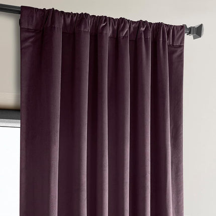 HPD Half Price Drapes Heritage Plush Velvet Curtains 84 Inches Long Room Darkening Curtains for Bedroom & Living Room 50W x 84L, (1 Panel), Winter Plum
