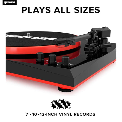Gemini Pro Audio Modern 3 Speed Bluetooth Classic Vinyl Record Player Turntable with Dual 50W Dynamic Stereo Speakers for Stereo System for Home with Stylus and Cartridge