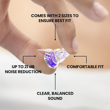 Eargasm High Fidelity Hyperviolet Purple Earplugs - Noise Reducing Ear-Plugs for Hearing Protection at Concerts, Music Festivals, Loud Environments, Live Events, Sporting Events