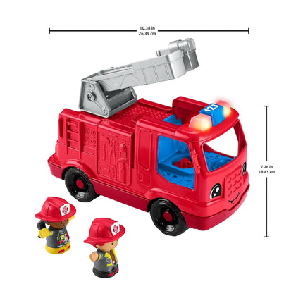 Fisher-Price Little People Toddler Toy Fire Truck Musical Push-Along Vehicle with 2 Figures for Pretend Play Ages 1+ Years, HXC12