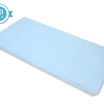 American Baby Company Drap de crèche Percale 100 % Coton, 10 Pièces, Bleu, 24" x 48" x 4"