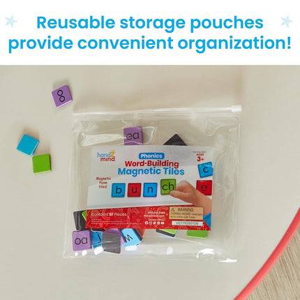 hand2mind Phonics Word-Building Magnetic Letter Tiles, Letter Recognition for Kindergarten, Phonics Manipulatives, Science of Reading Classroom Materials (Set of 6)