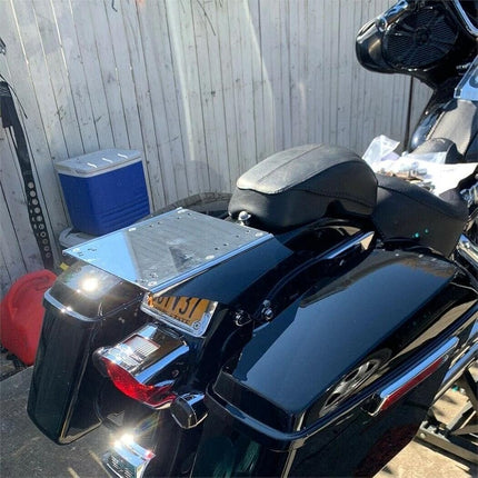 ECOTRIC Trunk Mount Bracket Compatible with 1984-UP Harley Softail Heritage Deluxe Fat Boy Motorcycle Touring Luggage Storage Box Mount Chrome Steel