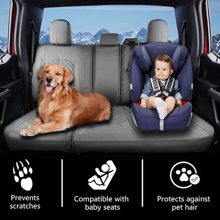 Fundas de asiento de cuero Truckiipa para Ram, juego completo de fundas de asiento impermeables de cobertura total, ajuste personalizado para Dodge Ram 1500 2009-2018, Ram 2500 3500 Crew Mega Cab 2010-2023, juego completo, gris